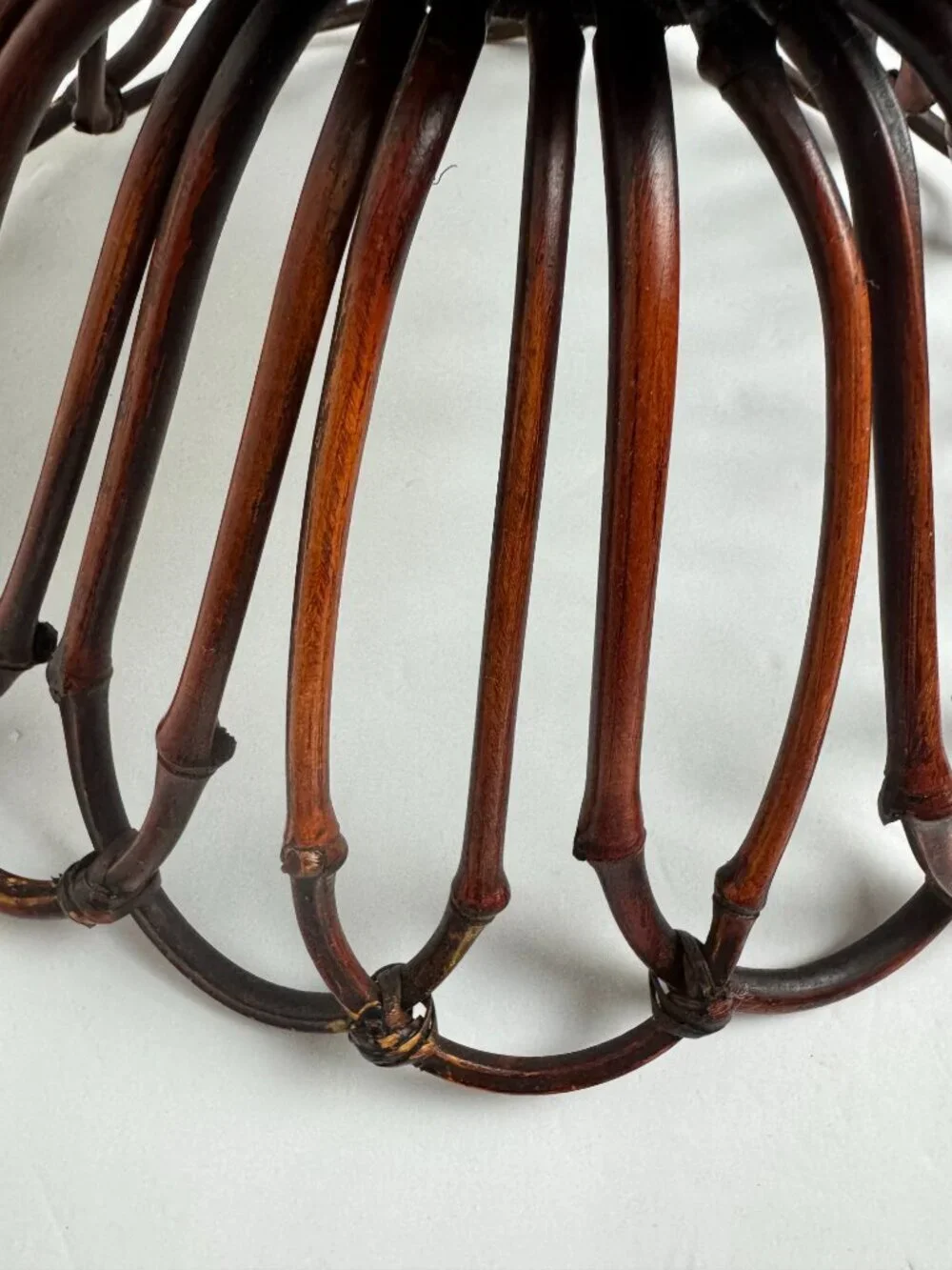 Vintage Bentwood  Bamboo Fruit Bowl Bucket 70s Retro Decor